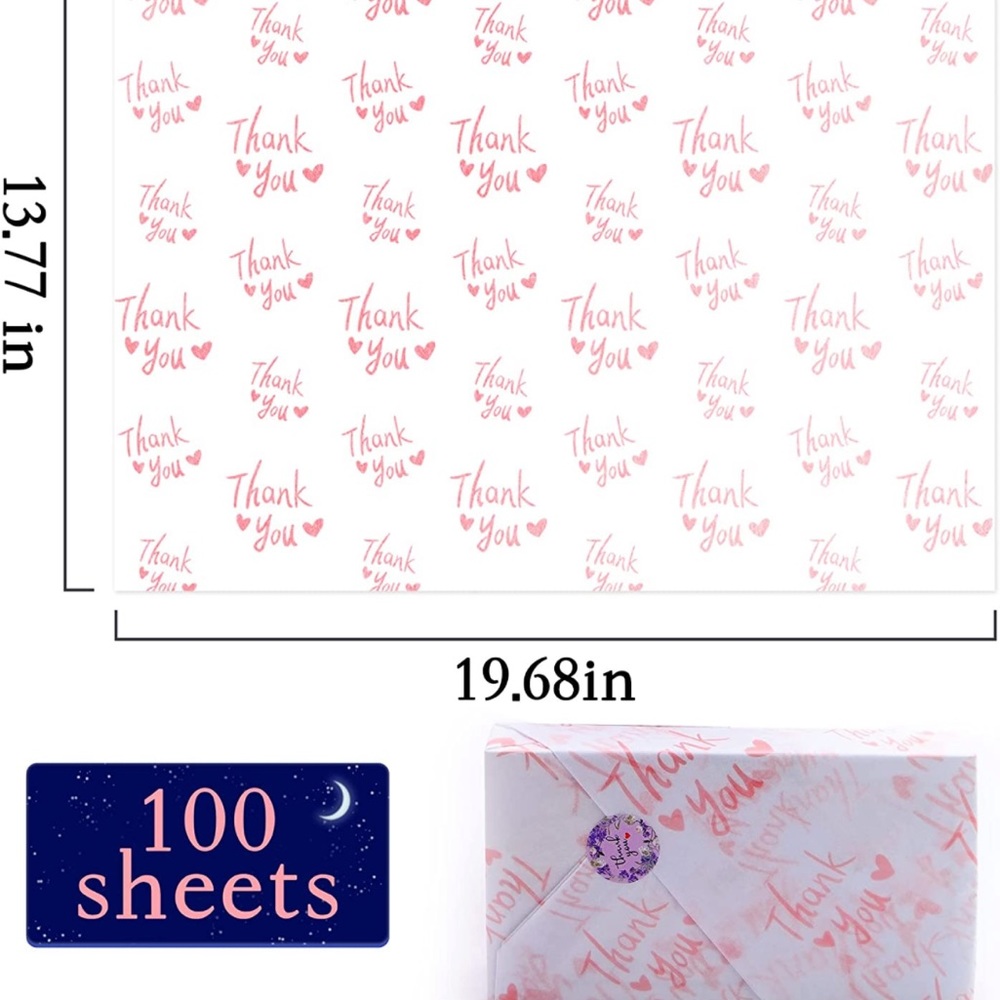 100 Pink Thank You Tissue Paper Sheets, 14x20 PRICE IS FIRM - Picture 6 of 9